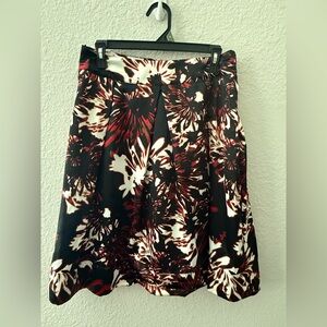 Worthington Black and Red Floral A-Line Skirt